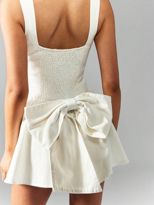 SHEIN Square Neck Smocked Back Mini Dress