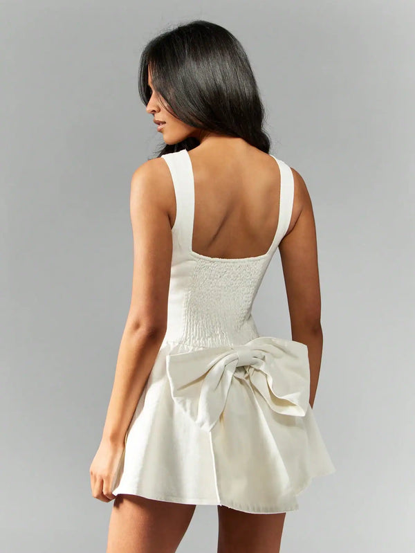 Square Neck Smocked Back Mini Dress