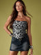 Strapless Sequin Leopard Print Corset Top