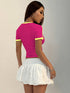 SHEIN StreetHx Women's Solid Color Patchwork Round Neck Short Sleeve Numeric Print Casual Top