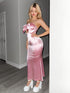 SHIEN Sweetina Y2K Sensual Pink Bustier Bowknot Fitted Dress
