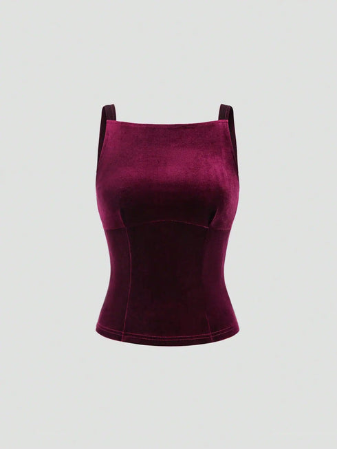 SHEIN Sweetra 1pc Women's Bowknot Back Sleeveless Purple Fashion Tank Top