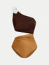 شورت سباحة نسائي من SHEIN Swim Oasis بني اللون مزين بزهور ثلاثية الأبعاد