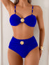 SHEIN Swim Chiccia 2 Pieces Tummy Control Metallic Shell Beaded High Waist Bikini Set For Women, Summer 2025