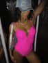 SHEIN Swim EVENT 1pc Spring Break Solid Magenta Color One-Piece