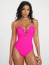 SHEIN Swim EVENT 1pc Spring Break Solid Magenta Color One-Piece
