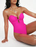 SHEIN Swim EVENT 1pc Spring Break Solid Magenta Color One-Piece