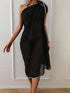 SHEIN Women Solid Trim Contrast Color Modest Chiffon Cover-Up