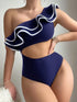 SHEIN Swim Style Ruffle Trim Cutout Sexy One-Piece Swimsuit