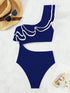 SHEIN Swim Style Ruffle Trim Cutout Sexy One-Piece Swimsuit