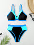 SHEIN Swim Lushoire طقم بيكيني نسائي مثير بلون متباين للشاطئ والصيف