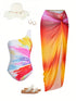 SHEIN Summer Vacation Beach Neon Printed One-Piece Swimsuit