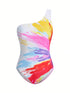 SHEIN Summer Vacation Beach Neon Printed One-Piece Swimsuit