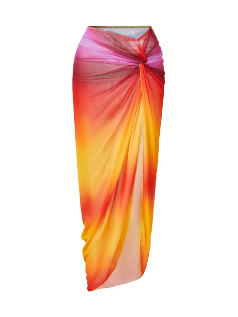 SHEIN Summer Vacation Beach Neon Printed One-Piece Swimsuit