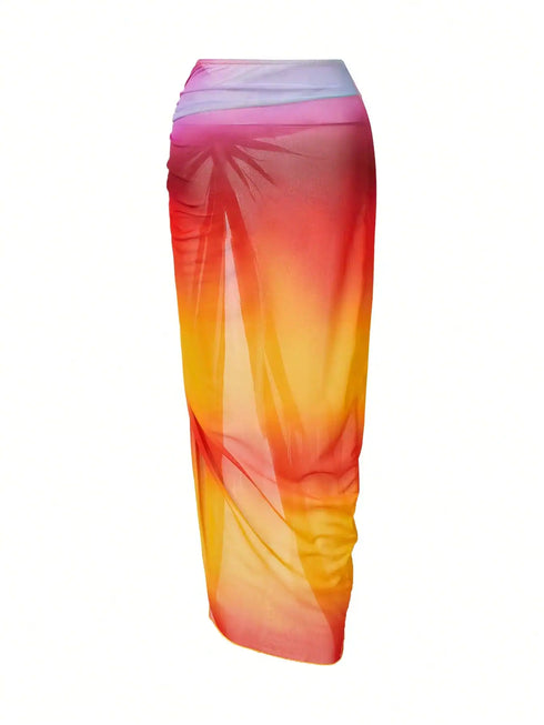 SHEIN Summer Vacation Beach Neon Printed One-Piece Swimsuit