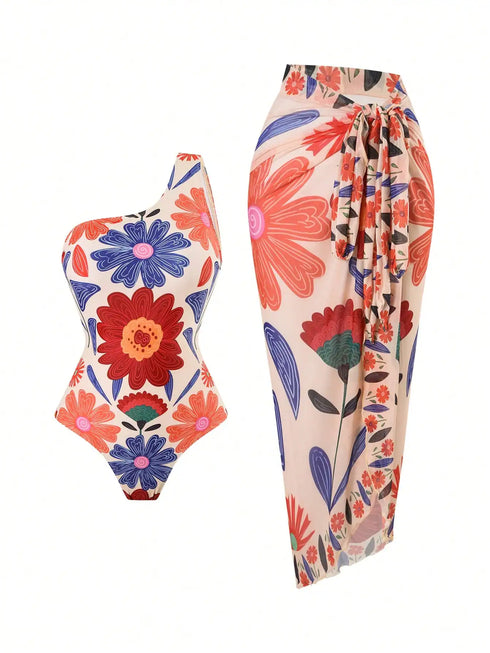 SHEIN Swim Oasis Woman's 2025 Summer Floral Halter One-Piece Swimsuit