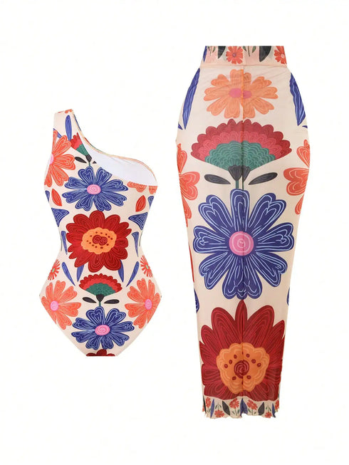 SHEIN Swim Oasis Woman's 2025 Summer Floral Halter One-Piece Swimsuit