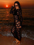 فستان SHEIN Swim SXY ربيعي/صيفي جديد، فستان محبوك بياقة مستديرة وأكمام طويلة ضيق على الجسم، فستان شبكي ضيق ومثير بقصة مجوفة، فستان أنيق للسيدات.