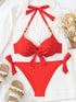 SHEIN Swim Vcay طقم بيكيني من قطعتين بطبعة زهور مبطن برباط حول الرقبة للصيف