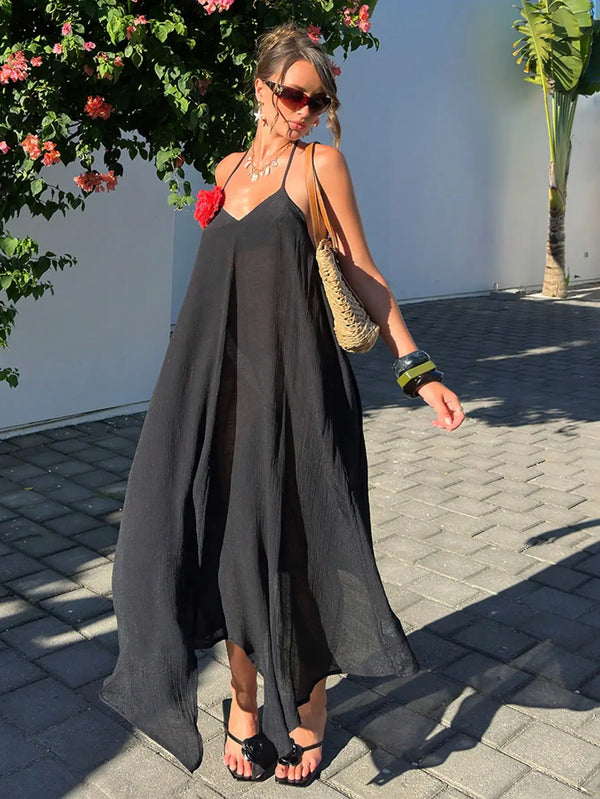 SHEIN Decor Sleeveless Mock Neck Coverup Dress ÈÏæä ÇáæÑÏÉ