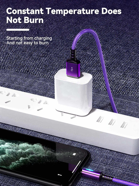كابل شحن سريع من النوع C من SHEIN بقوة 120 واط، كابل شحن مضفر من النايلون، كابل USB