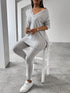 SHEIN VaVaBold V-Neck Drop Shoulder Ribbed Knit Top And Leggings