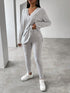SHEIN VaVaBold V-Neck Drop Shoulder Ribbed Knit Top And Leggings