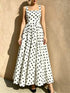 SHEIN Vintage Polka Dot High Waist Strap Dress, Elegant Retro High Waist Dress, Versatile Casual Vacation Beach Dress With Zipper Summer