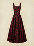 SHEIN Vintage Romantic French Style High-Waisted Polka Dot Strap Dress, Elegant High-Waisted Versatile Long Dress, Retro Casual Zipper Beach Vacation Summer