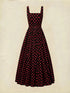 SHEIN Vintage Romantic French Style High-Waisted Polka Dot Strap Dress, Elegant High-Waisted Versatile Long Dress, Retro Casual Zipper Beach Vacation Summer