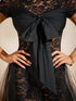 SHEIN Vixey Semi Sheer Lace Contrast Bowknot Bust Short Sleeve Top