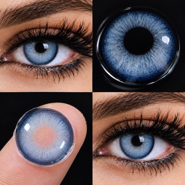 SHEIN EYESHARE 1 Pair Natural Enlarging Soft Colored Contact Lenses Blue Eye Lenses Brown Eye Makeup Lenses, Suitable For Dating Or Daily Wear, 1 Year Expiration, 14.5mm Diameter