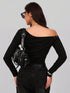 SHEIN Women's Asymmetric Punk Sexy One Shoulder Exposed Shoulder Top