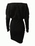 Women's Pleated V-Neck Mid-Length Long Sleeve OL Dress