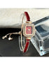 Women's Red Crystal Embellished Flexible Bracelet Watch