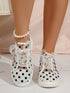 SHEIN Women's Casual Canvas Sneakers, Breathable Mesh Polka Dot Design
