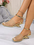 SHEIN Women's Closed Square Toe Mesh Wedge Sandals With Ankle Strap & Back Pull Tab, Breathable Elevated Comfort Sexy Elegant Versatile For Party Occasions