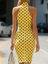 SHEIN Women's Elegant Polka Dot Zipper Shoulder Dress, Suitable For Party And Date, Summer Dress