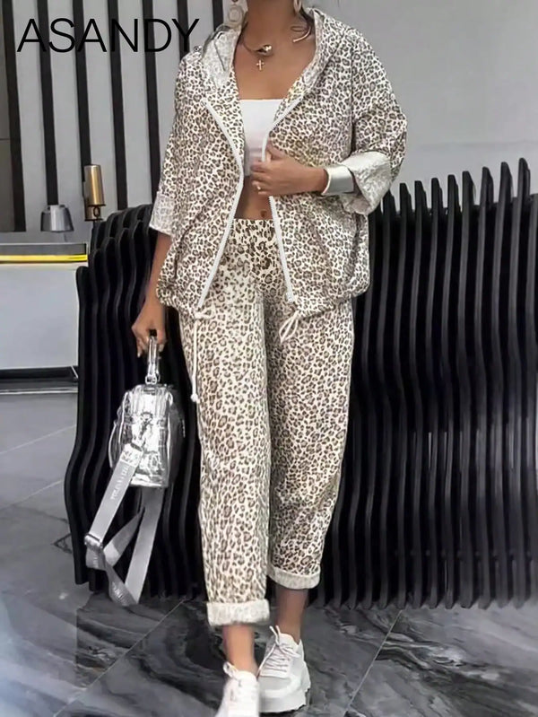 SHEIN Women's Fall Winter Bestselling Pants Set - Random Print Hooded Top