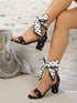 SHEIN Women's High Heel Sandals, Polka Dot, Satin Ribbon Tie Large Bow, Height-Enhancing, Polka Dot, Party, Vacation, Fashion Sandals