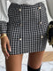 SHEIN Women's Houndstooth Print Bodycon Mini Skirt, Elegant Elastic Waist Pencil Skirt
