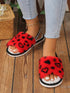 SHEIN Open Toe Leopard Plush Slippers
