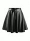 SHEIN Women's Solid Color PU Leather Pleated Fashion Mini Skirt