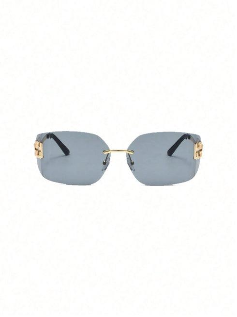 SHEIN 1pc Curved One-Piece Rimless Edged Women's Fashion Glasses