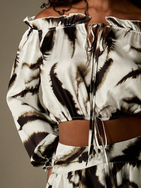 Zebra Print Satin Crop Top