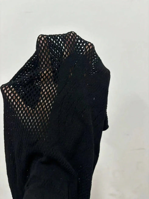 SHEIN Zolique Round Neck Long Sleeve Fashionable Sexy Mesh Sheer Blouse