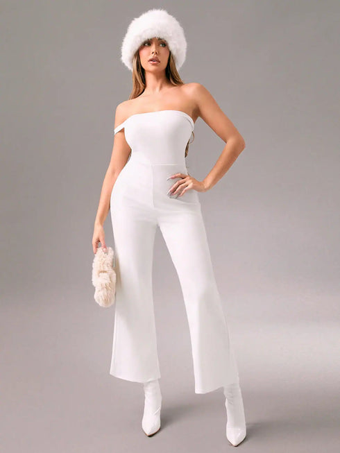 SHEIN Zolique Women's Plain Minimalist Fitted Jumpsuit