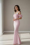 SHEIN MOD Vintage Court Pink Lace-Trimmed Satin Mermaid Dress