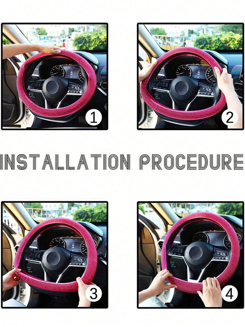 SHEIN Rhinestone Decor Car Steering Wheel Cover