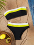 shein New Holiday Party Beach Patchwork Bandeau Colorblock Women Two-Piece Bikini Swimwear Vacation Summer0